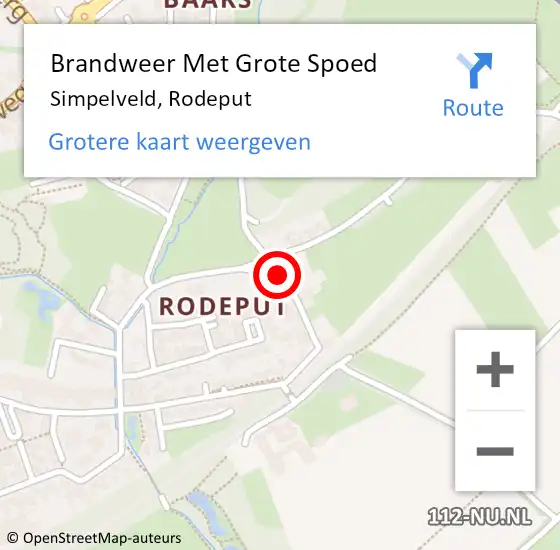 Locatie op kaart van de 112 melding: Brandweer Met Grote Spoed Naar Simpelveld, Rodeput op 2 februari 2024 09:30