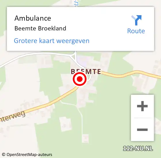 Locatie op kaart van de 112 melding: Ambulance Beemte Broekland op 2 februari 2024 09:53