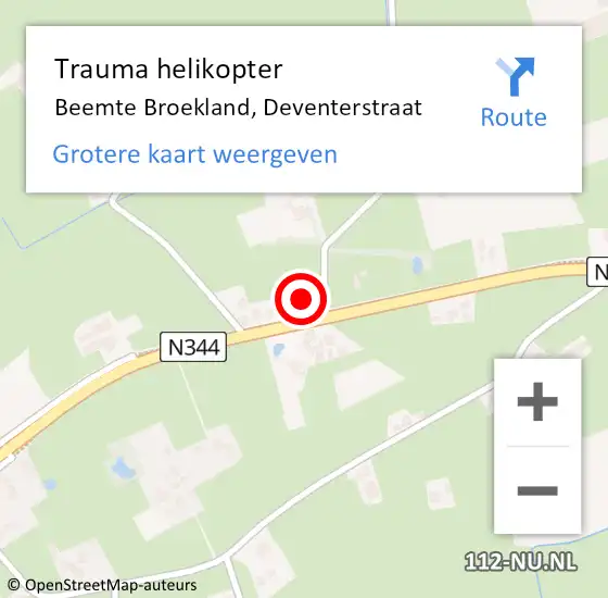 Locatie op kaart van de 112 melding: Trauma helikopter Beemte Broekland, Deventerstraat op 2 februari 2024 09:55