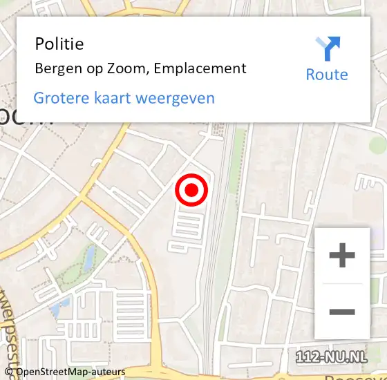 Locatie op kaart van de 112 melding: Politie Bergen op Zoom, Emplacement op 2 februari 2024 09:59