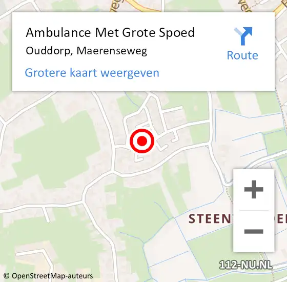 Locatie op kaart van de 112 melding: Ambulance Met Grote Spoed Naar Ouddorp, Maerenseweg op 2 februari 2024 10:00