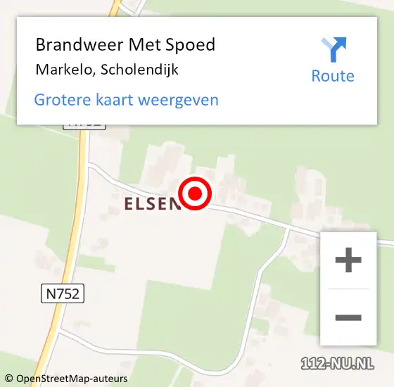 Locatie op kaart van de 112 melding: Brandweer Met Spoed Naar Markelo, Scholendijk op 2 februari 2024 10:01