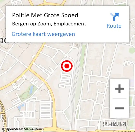Locatie op kaart van de 112 melding: Politie Met Grote Spoed Naar Bergen op Zoom, Emplacement op 2 februari 2024 10:11