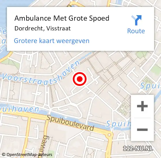 Locatie op kaart van de 112 melding: Ambulance Met Grote Spoed Naar Dordrecht, Visstraat op 2 februari 2024 10:37