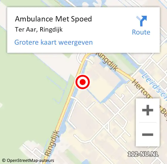 Locatie op kaart van de 112 melding: Ambulance Met Spoed Naar Ter Aar, Ringdijk op 24 september 2014 12:23