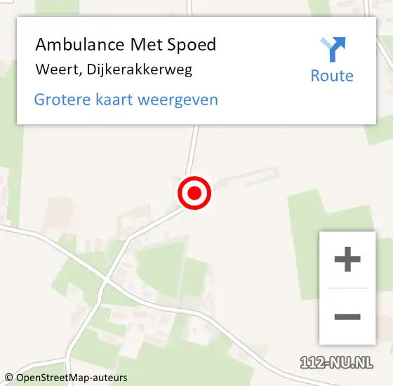 Locatie op kaart van de 112 melding: Ambulance Met Spoed Naar Weert, Dijkerakkerweg op 2 februari 2024 11:03