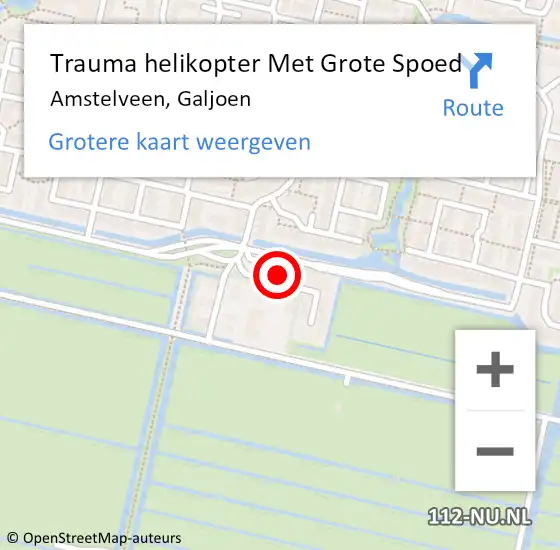 Locatie op kaart van de 112 melding: Trauma helikopter Met Grote Spoed Naar Amstelveen, Galjoen op 2 februari 2024 11:17