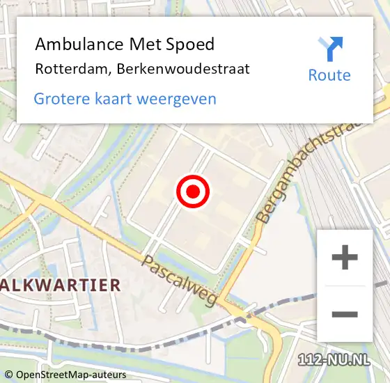 Locatie op kaart van de 112 melding: Ambulance Met Spoed Naar Rotterdam, Berkenwoudestraat op 2 februari 2024 11:30