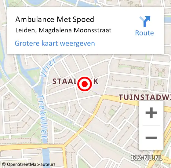 Locatie op kaart van de 112 melding: Ambulance Met Spoed Naar Leiden, Magdalena Moonsstraat op 2 februari 2024 11:45