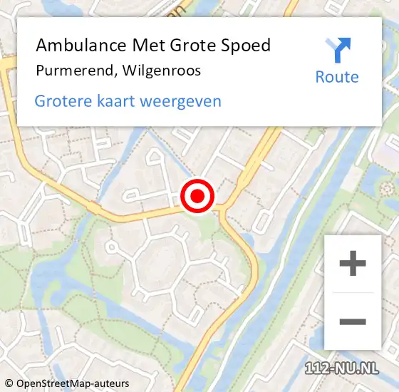 Locatie op kaart van de 112 melding: Ambulance Met Grote Spoed Naar Purmerend, Wilgenroos op 2 februari 2024 11:52