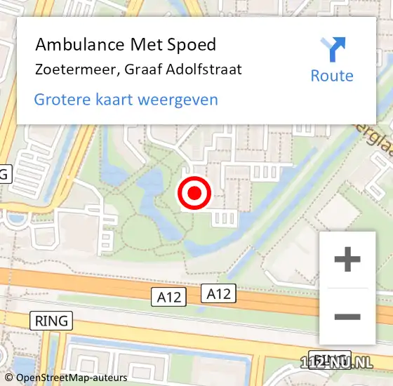 Locatie op kaart van de 112 melding: Ambulance Met Spoed Naar Zoetermeer, Graaf Adolfstraat op 2 februari 2024 11:57