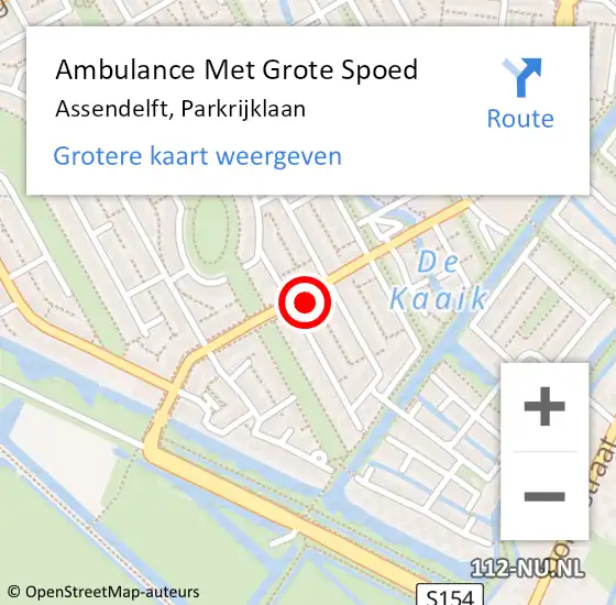 Locatie op kaart van de 112 melding: Ambulance Met Grote Spoed Naar Assendelft, Parkrijklaan op 2 februari 2024 11:59