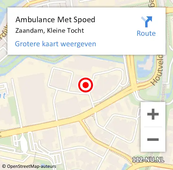 Locatie op kaart van de 112 melding: Ambulance Met Spoed Naar Zaandam, Kleine Tocht op 2 februari 2024 12:59