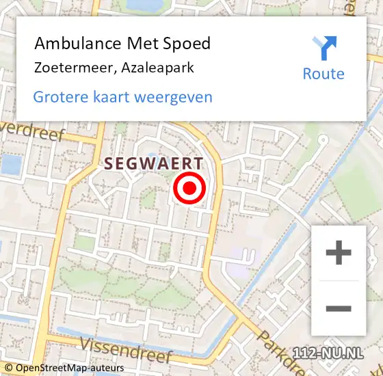 Locatie op kaart van de 112 melding: Ambulance Met Spoed Naar Zoetermeer, Azaleapark op 2 februari 2024 13:27