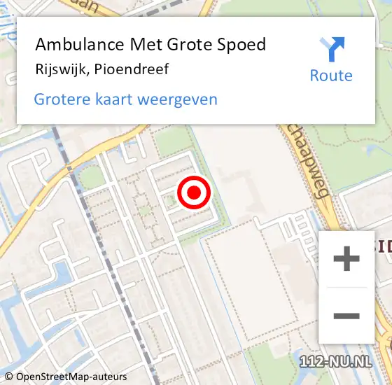 Locatie op kaart van de 112 melding: Ambulance Met Grote Spoed Naar Rijswijk, Pioendreef op 2 februari 2024 13:30