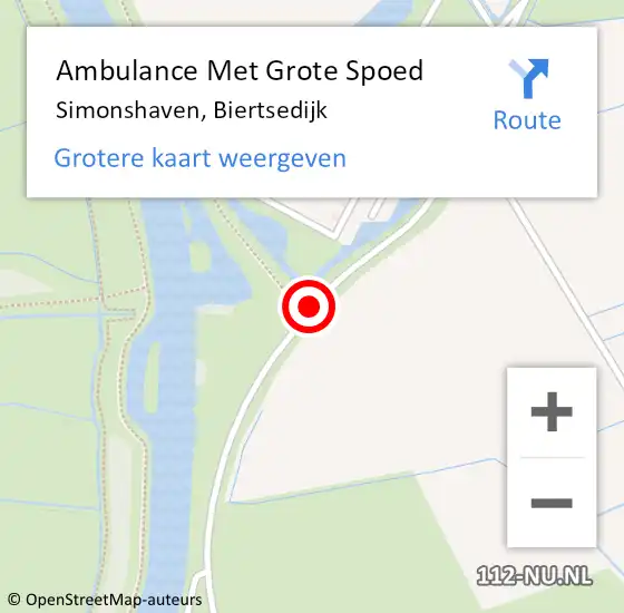 Locatie op kaart van de 112 melding: Ambulance Met Grote Spoed Naar Simonshaven, Biertsedijk op 2 februari 2024 13:31