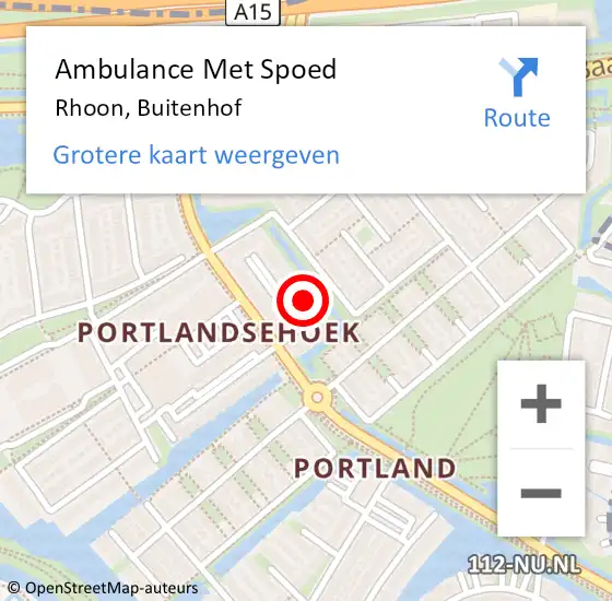 Locatie op kaart van de 112 melding: Ambulance Met Spoed Naar Rhoon, Buitenhof op 2 februari 2024 13:38