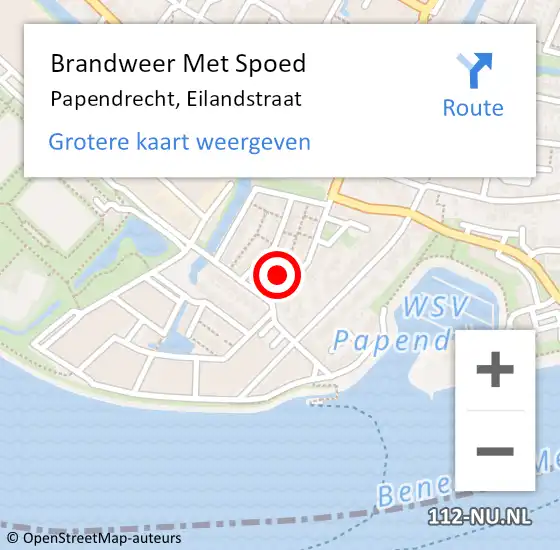 Locatie op kaart van de 112 melding: Brandweer Met Spoed Naar Papendrecht, Eilandstraat op 2 februari 2024 13:47