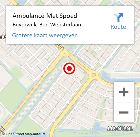 Locatie op kaart van de 112 melding: Ambulance Met Spoed Naar Beverwijk, Ben Websterlaan op 2 februari 2024 13:49