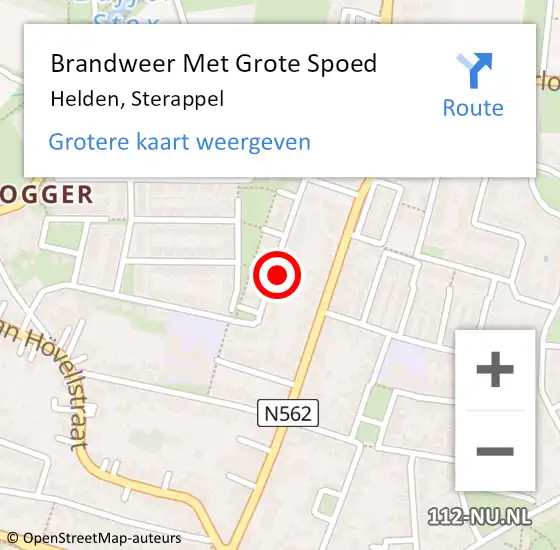 Locatie op kaart van de 112 melding: Brandweer Met Grote Spoed Naar Helden, Sterappel op 2 februari 2024 14:55