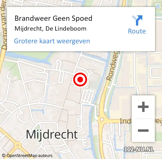 Locatie op kaart van de 112 melding: Brandweer Geen Spoed Naar Mijdrecht, De Lindeboom op 2 februari 2024 15:18