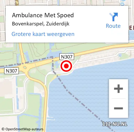 Locatie op kaart van de 112 melding: Ambulance Met Spoed Naar Bovenkarspel, Zuiderdijk op 2 februari 2024 15:20