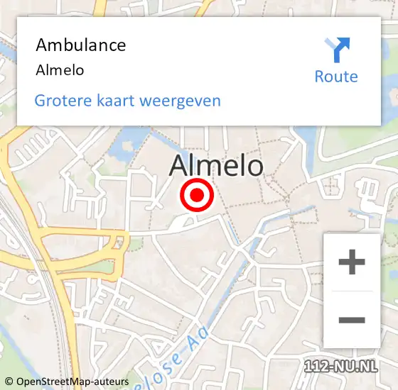 Locatie op kaart van de 112 melding: Ambulance Almelo op 2 februari 2024 15:41