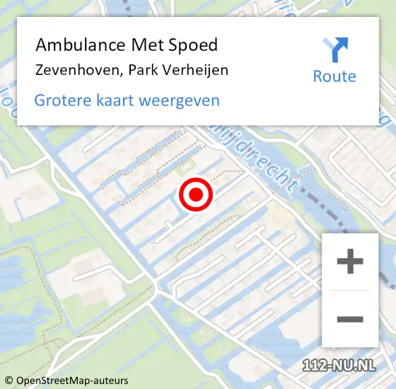 Locatie op kaart van de 112 melding: Ambulance Met Spoed Naar Zevenhoven, Park Verheijen op 2 februari 2024 15:48