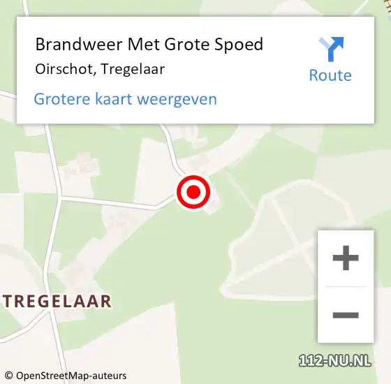 Locatie op kaart van de 112 melding: Brandweer Met Grote Spoed Naar Oirschot, Tregelaar op 2 februari 2024 16:03