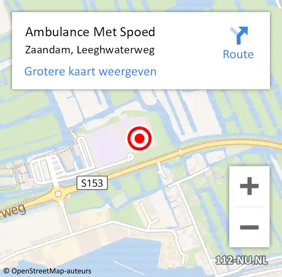 Locatie op kaart van de 112 melding: Ambulance Met Spoed Naar Zaandam, Leeghwaterweg op 2 februari 2024 16:03