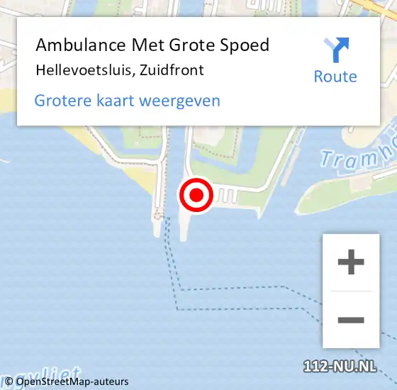 Locatie op kaart van de 112 melding: Ambulance Met Grote Spoed Naar Hellevoetsluis, Zuidfront op 2 februari 2024 16:03