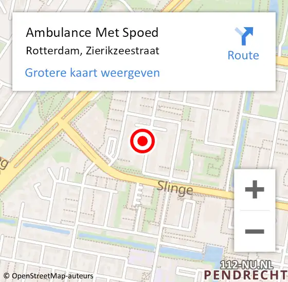 Locatie op kaart van de 112 melding: Ambulance Met Spoed Naar Rotterdam, Zierikzeestraat op 2 februari 2024 16:29