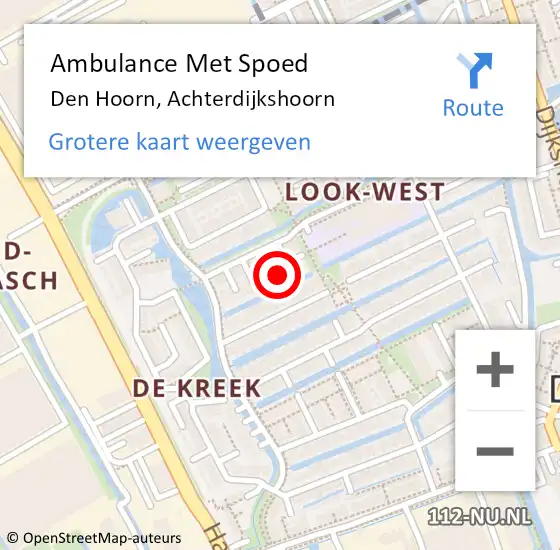 Locatie op kaart van de 112 melding: Ambulance Met Spoed Naar Den Hoorn, Achterdijkshoorn op 2 februari 2024 16:31