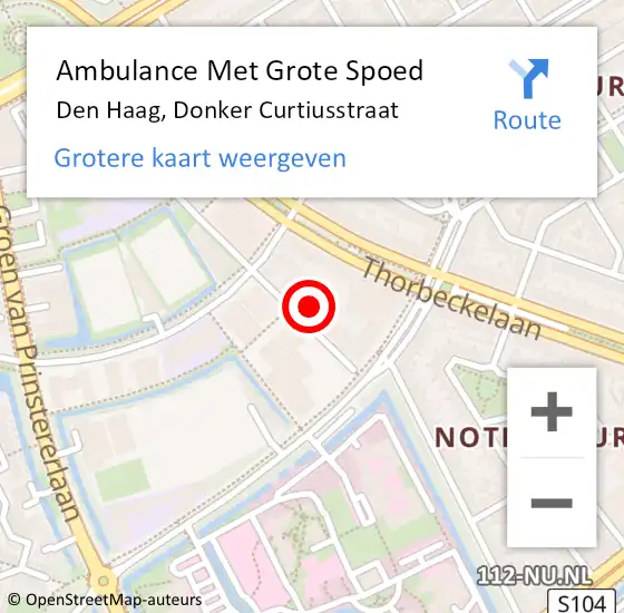 Locatie op kaart van de 112 melding: Ambulance Met Grote Spoed Naar Den Haag, Donker Curtiusstraat op 2 februari 2024 16:34