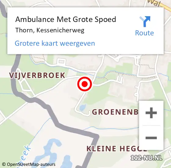 Locatie op kaart van de 112 melding: Ambulance Met Grote Spoed Naar Thorn, Kessenicherweg op 2 februari 2024 16:37