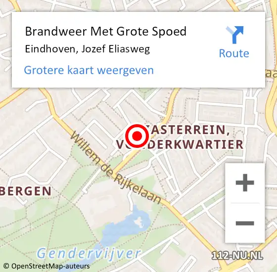 Locatie op kaart van de 112 melding: Brandweer Met Grote Spoed Naar Eindhoven, Jozef Eliasweg op 2 februari 2024 17:03