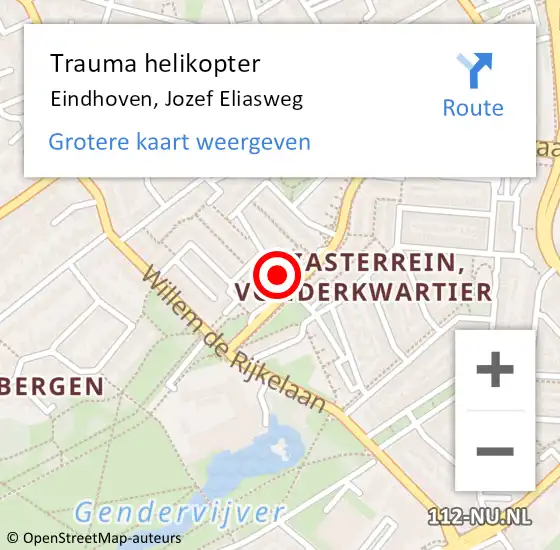 Locatie op kaart van de 112 melding: Trauma helikopter Eindhoven, Jozef Eliasweg op 2 februari 2024 17:04