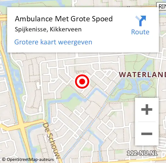 Locatie op kaart van de 112 melding: Ambulance Met Grote Spoed Naar Spijkenisse, Kikkerveen op 2 februari 2024 17:06