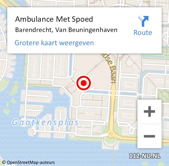Locatie op kaart van de 112 melding: Ambulance Met Spoed Naar Barendrecht, Van Beuningenhaven op 2 februari 2024 17:22