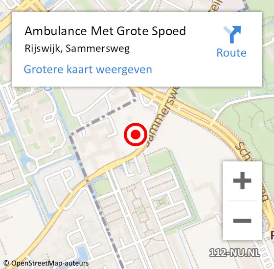 Locatie op kaart van de 112 melding: Ambulance Met Grote Spoed Naar Rijswijk, Sammersweg op 2 februari 2024 17:26