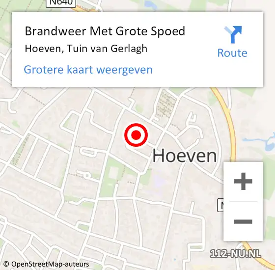 Locatie op kaart van de 112 melding: Brandweer Met Grote Spoed Naar Hoeven, Tuin van Gerlagh op 2 februari 2024 17:28