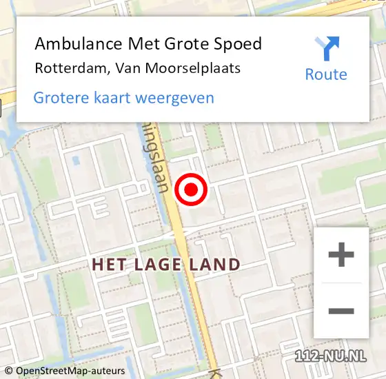 Locatie op kaart van de 112 melding: Ambulance Met Grote Spoed Naar Rotterdam, Van Moorselplaats op 2 februari 2024 17:38