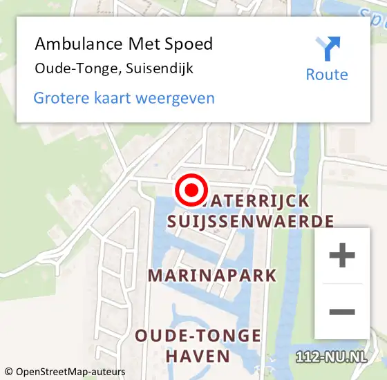 Locatie op kaart van de 112 melding: Ambulance Met Spoed Naar Oude-Tonge, Suisendijk op 2 februari 2024 18:17