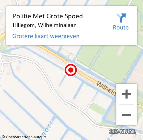 Locatie op kaart van de 112 melding: Politie Met Grote Spoed Naar Hillegom, Wilhelminalaan op 2 februari 2024 18:41