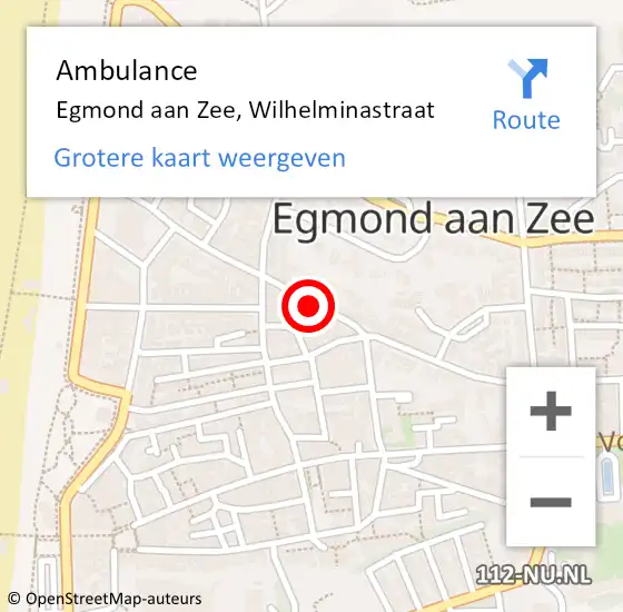 Locatie op kaart van de 112 melding: Ambulance Egmond aan Zee, Wilhelminastraat op 24 september 2014 13:19