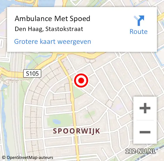 Locatie op kaart van de 112 melding: Ambulance Met Spoed Naar Den Haag, Stastokstraat op 2 februari 2024 19:01