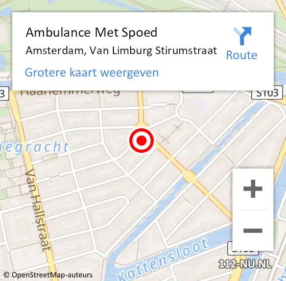 Locatie op kaart van de 112 melding: Ambulance Met Spoed Naar Amsterdam, Van Limburg Stirumstraat op 2 februari 2024 19:19