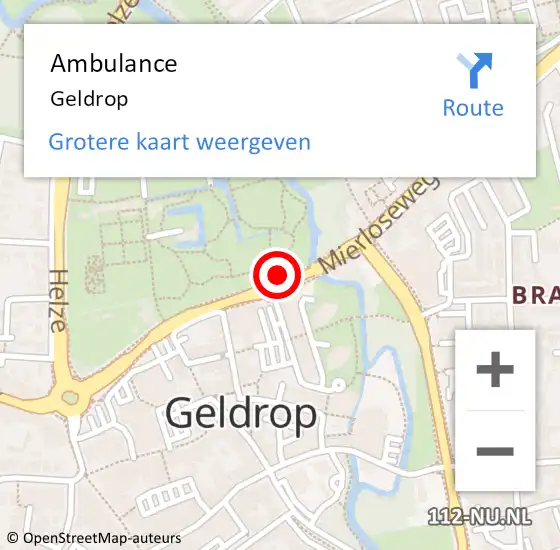 Locatie op kaart van de 112 melding: Ambulance Geldrop op 2 februari 2024 19:20