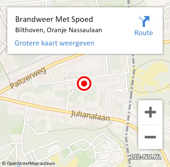Locatie op kaart van de 112 melding: Brandweer Met Spoed Naar Bilthoven, Oranje Nassaulaan op 2 februari 2024 19:22