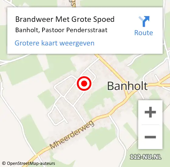 Locatie op kaart van de 112 melding: Brandweer Met Grote Spoed Naar Banholt, Pastoor Pendersstraat op 2 februari 2024 19:27